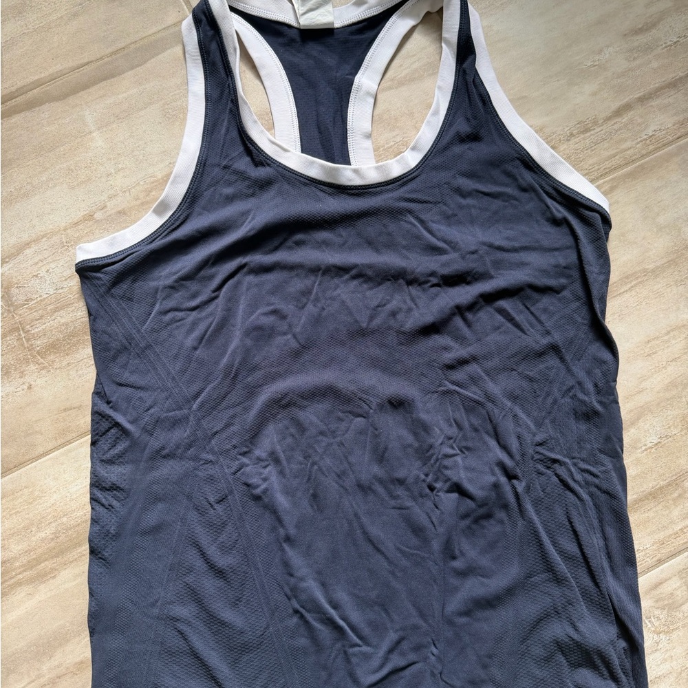 Athleta Momentum Navy/White Racerback Tank Top, Size L